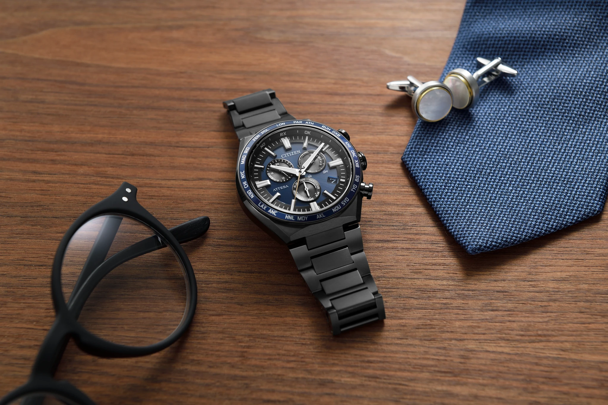 ATTESA Blue Dial Super Titanium with DLC Coating Bracelet CB5967